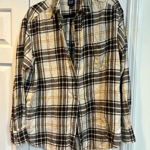 GAP Checkered Shirt in Black, White, and Tan